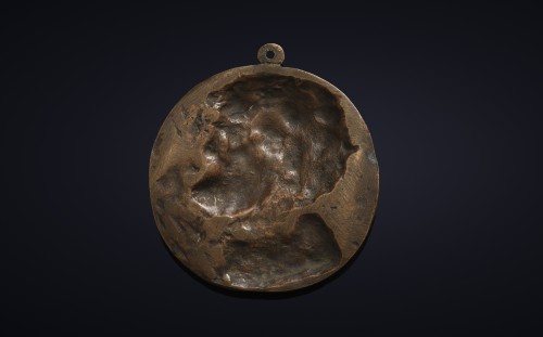 Objets de Curiosité  - Tête d’homme barbu, plaquette en bronze - Italie XVIIe siècle