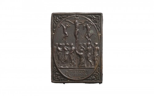 Italian Renaissance bronze plaquette with Crucifixion