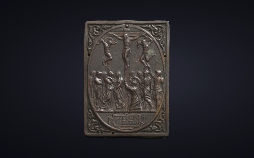 Italian Renaissance bronze plaquette with Crucifixion - Religious Antiques Style 