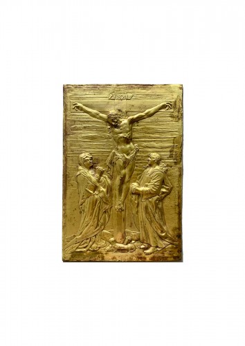 German renaissance bronze plaque : crucifixion
