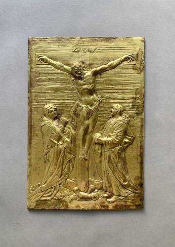 Crucifixion, relief allemand de la Renaissance - Art sacré, objets religieux Style 