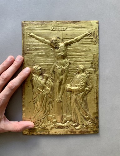 Art sacré, objets religieux  - Crucifixion, relief allemand de la Renaissance