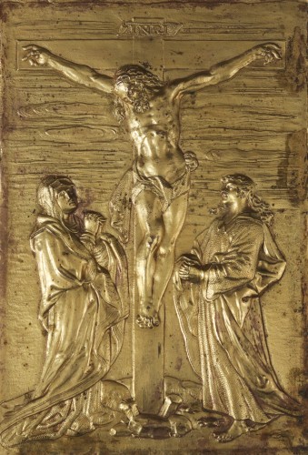 Crucifixion, Plaquette en bronze Renaissance XVIe siècle - Art sacré, objets religieux Style Renaissance