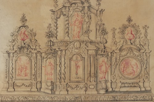 17th c. Flemish Design for an Altarpiece  - 