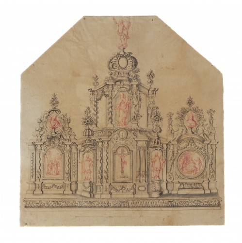 17th century - 17th c. Flemish Design for an Altarpiece 