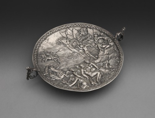 Circular Relief Perseus rescuing Andromeda  - Antique Silver Style 