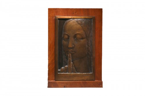 The Silence, Art Deco bronze Relief