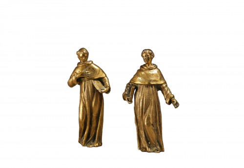 Deux figures de saint en bronze doré, début du XVIIe siècle