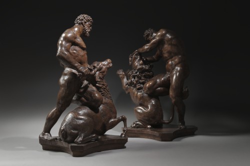 Pair of17th century German Carved Groups Depicting the Labors of Hercules - Sculpture Style 