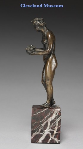 Antiquités - Bacchante Playing the Flute, Renaissance bronze attributed to Riccio