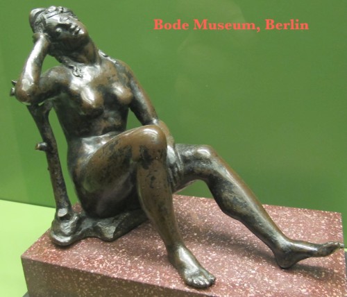 Antiquités - Bacchante Playing the Flute, Renaissance bronze attributed to Riccio