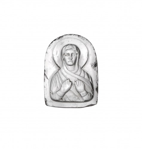 Camée Byzantin en cristal de roche avec Vierge Orante
