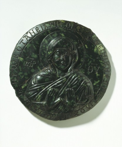 Art sacré, objets religieux  - Camée Byzantin en cristal de roche avec Vierge Orante