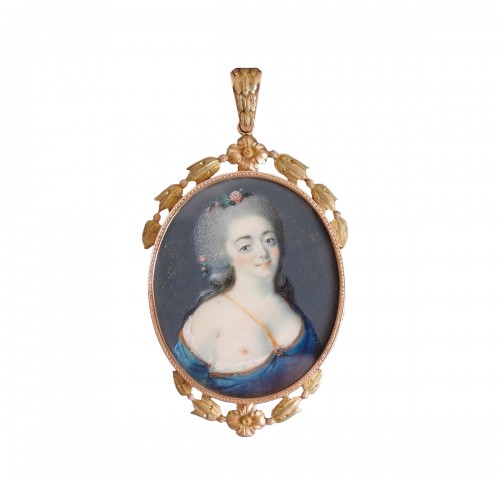 18th century French miniature portrait pendant