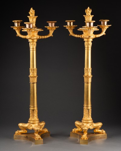 Antiquités - Paire de candélabres d'époque Directoire