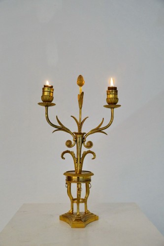 Luminaires Bougeoirs et Chandeliers - Paire de candélabre en bronze doré, premier tiers du XIXe