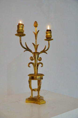 Paire de candélabre en bronze doré, premier tiers du XIXe - Étienne de Roissart