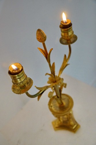 XIXe siècle - Paire de candélabre en bronze doré, premier tiers du XIXe