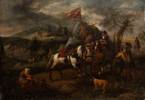 Scène militaire attribuée à Philips Wouwermans