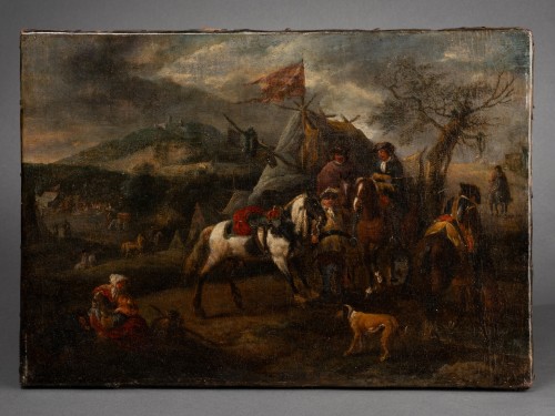 Tableaux et dessins Tableaux XVIIe siècle - Scène militaire attribuée à Philips Wouwermans