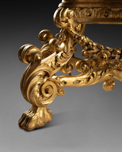 Mobilier Console - Importante console de la sculpture « L’Enfant Jésus endormi » de Filippo Parodi