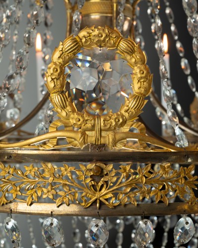 Lustre en cristal et bronze doré d'époque Directoire - Luminaires Style Directoire