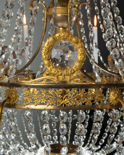 XVIIIe siècle - Lustre en cristal et bronze doré d'époque Directoire