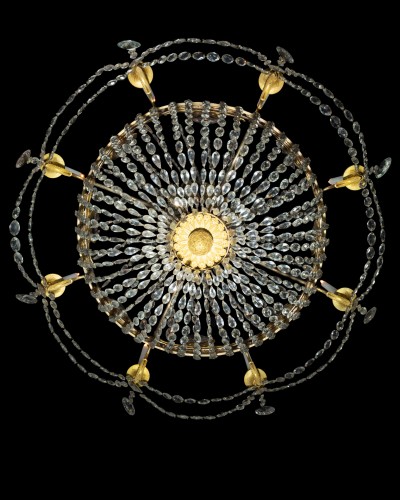 Antiquités - Lustre en cristal et bronze doré d'époque Directoire