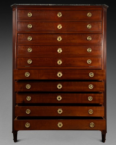 Secrétaire d'époque Louis XVI en acajou et bronze doré - Louis XVI