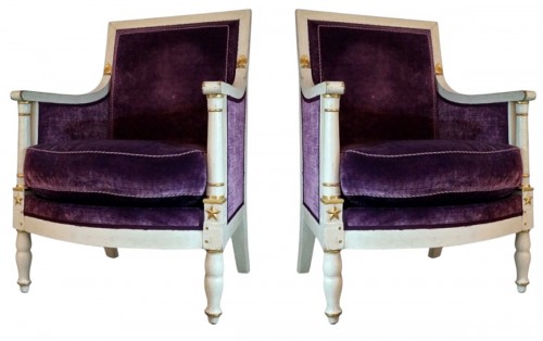 Pair of Consulate period wing chairs
