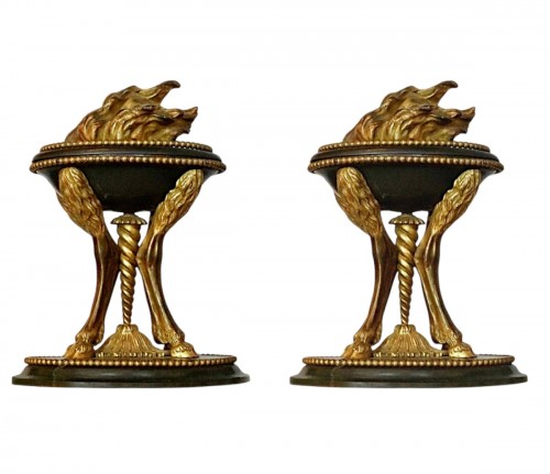 Paire d'athéniennes en bronze doré d'époque Directoire