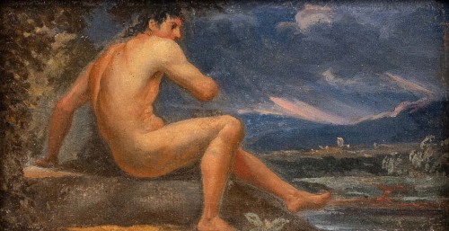 Nude male figure seen from the back, Italy, late 18th century - Paintings & Drawings Style 