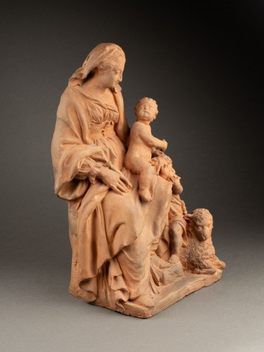 Sculpture Sculpture en Terre cuite - Madone, terre cuite XVIIIe attribuée à Walter Pompe