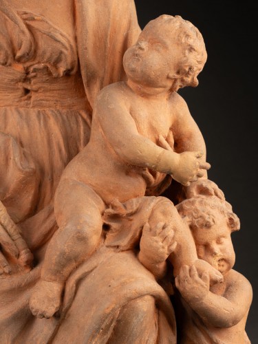 XVIIIe siècle - Madone, terre cuite XVIIIe attribuée à Walter Pompe