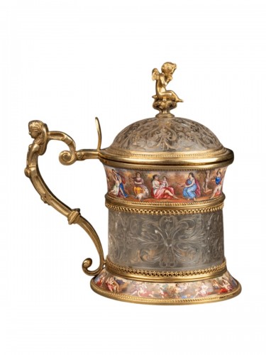 Austrian rock crystal tankard with vermeil mount
