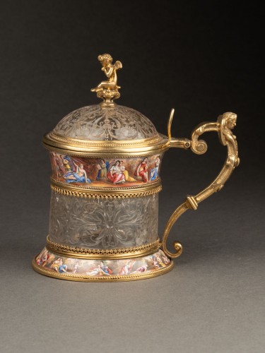 Austrian rock crystal tankard with vermeil mount - 