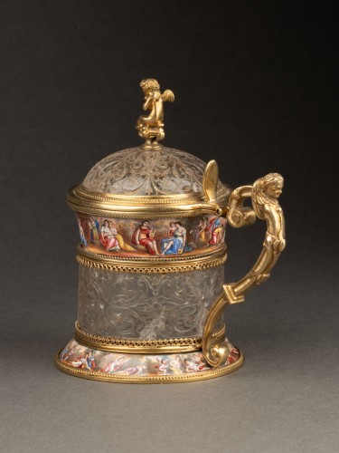 19th century - Austrian rock crystal tankard with vermeil mount