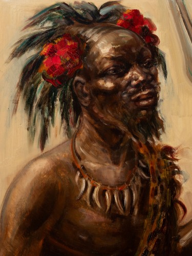 Chef de la tribu Uele - André Hallet (1890-1959) - Tableaux et dessins Style 