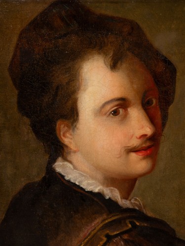 Portrait d'un jeune homme en tenue de théâtre, école française fin XVIIIe - Tableaux et dessins Style Louis XVI