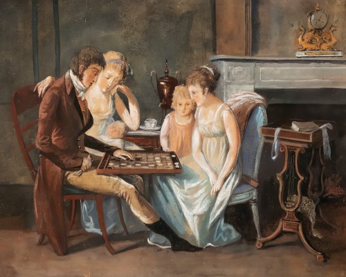 Game of checkers, Late 18th-century gouache