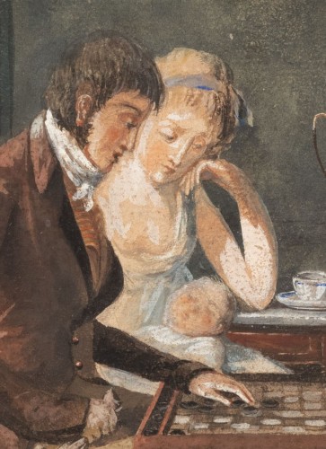 Paintings & Drawings  - Game of checkers, Late 18th-century gouache