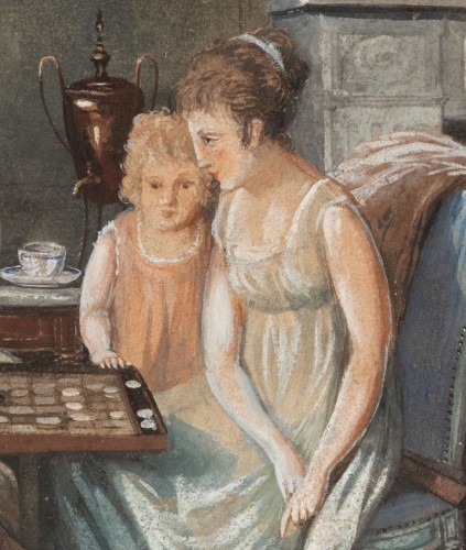 Game of checkers, Late 18th-century gouache - 