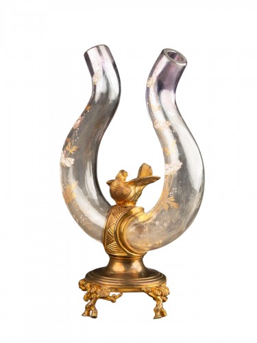 Japonist lyre-shaped vase in Baccarat crystal, 19th century (circa 1880)