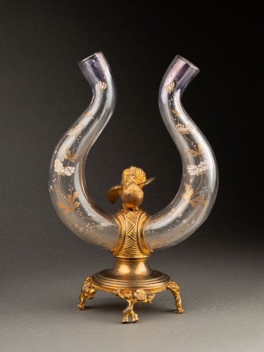 Japonist lyre-shaped vase in Baccarat crystal, 19th century (circa 1880) - Glass & Crystal Style 