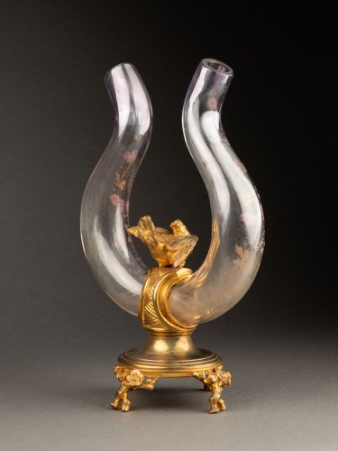 Glass & Crystal  - Japonist lyre-shaped vase in Baccarat crystal, 19th century (circa 1880)