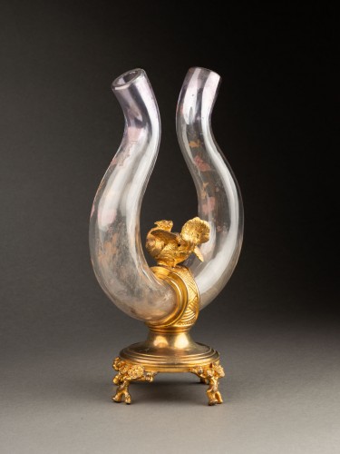19th century - Japonist lyre-shaped vase in Baccarat crystal, 19th century (circa 1880)
