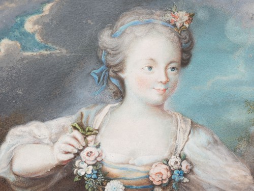 Paintings & Drawings  - 18th-century pastel depicting a young girl