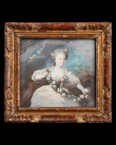 Pastel du XVIIIe siècle représentant une jeune fille - Étienne de Roissart
