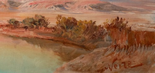 Tableaux et dessins Tableaux XIXe siècle - Paysage oriental au bord de l’oued au bord de l'Atlas par Maxime Noiré (1861-1927)