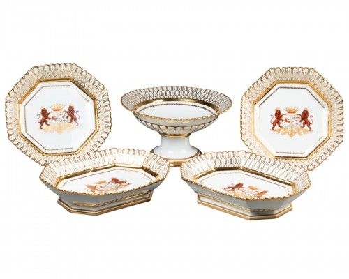 Set of Brussels porcelain dishes from the Henri Faber manufactory